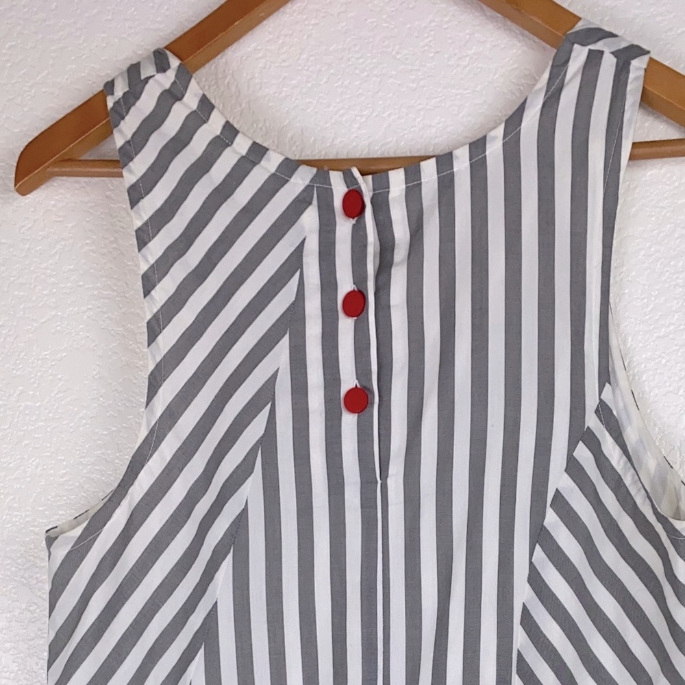 Anthro Maeve Gray Abstract Slate Striped Shift Tunic Dress Sundress - Picture 4 of 5